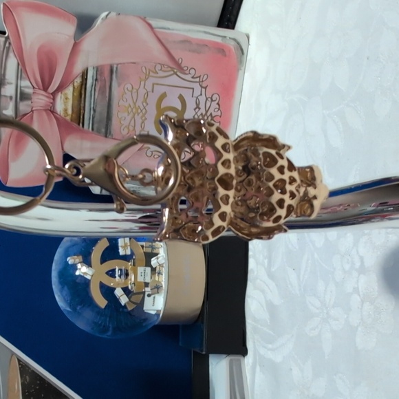 Crystal Owl Bag Charm/ Keychain with Pink and Gold Accents - Picture 4 of 5